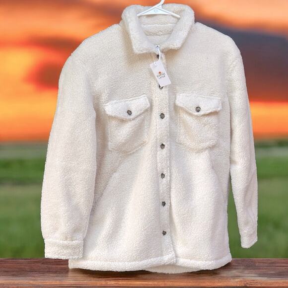 NWT Marine Layer Ivory Eden Sherpa Overshirt Size Small - Picture 6 of 8